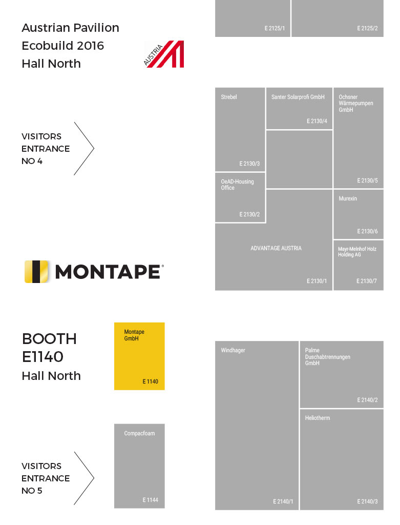 Lageplan Montape Booth E1140 Ecobuild 2016